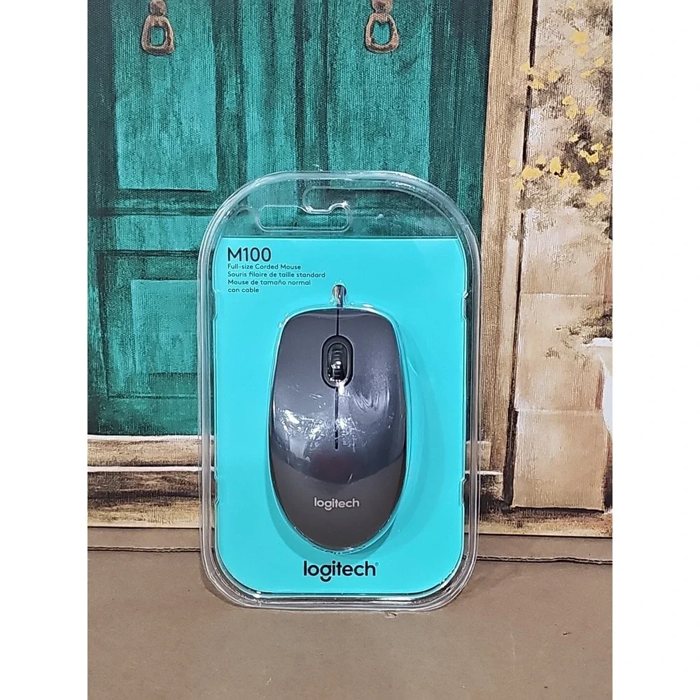 Logitech‎ M100 Wired 3 button Optical Mouse Scroll USB Grey - Sealed